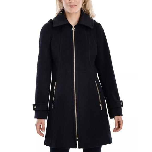 Michael Kors Black Wool Blend Coat Size 14 - Picture 1 of 8